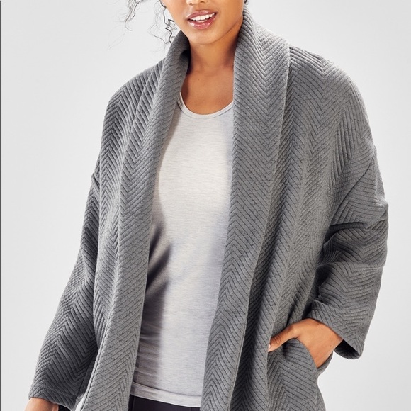 FABLETICS Vanessa Quilted Chevron Shawl Collar Open Cardigan—SZ. XS - Picture 3 of 16